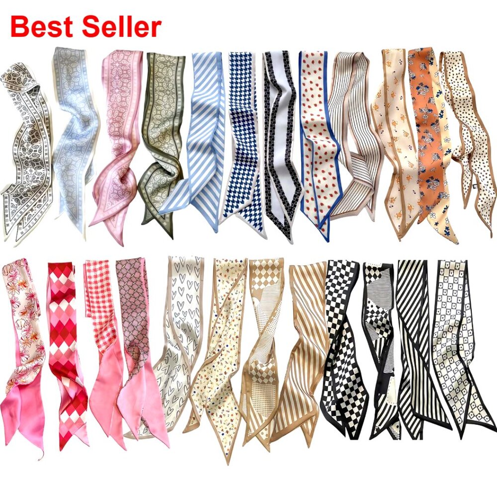 24-Piece Polyester Fashion Scarves Set For Hair And Neck